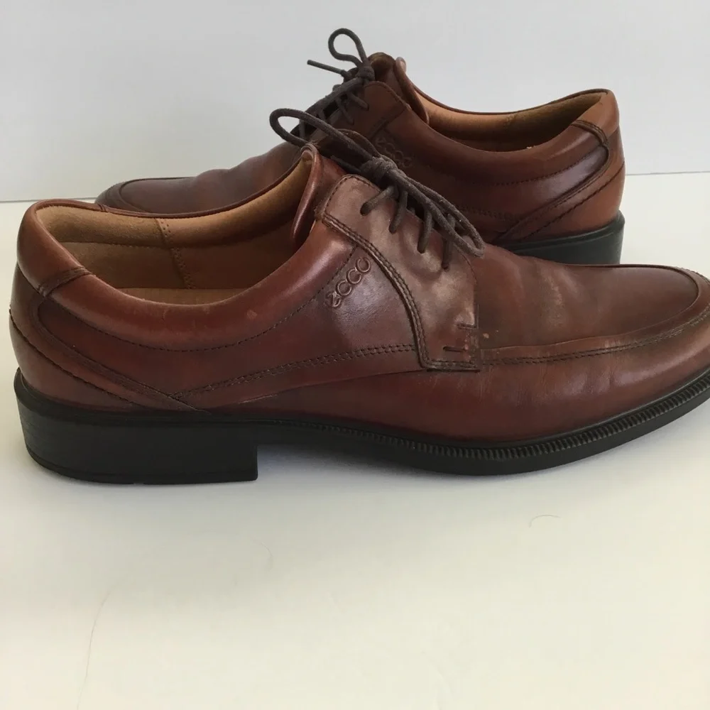 Ecco Mens Brown Leather Oxford Casual Shoes Lace Up Size 45 EU